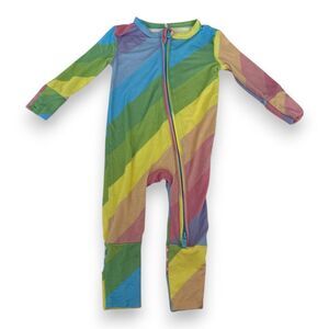 Posh Peanut Rainbow Stripe Convertible Footie 0-3 Months